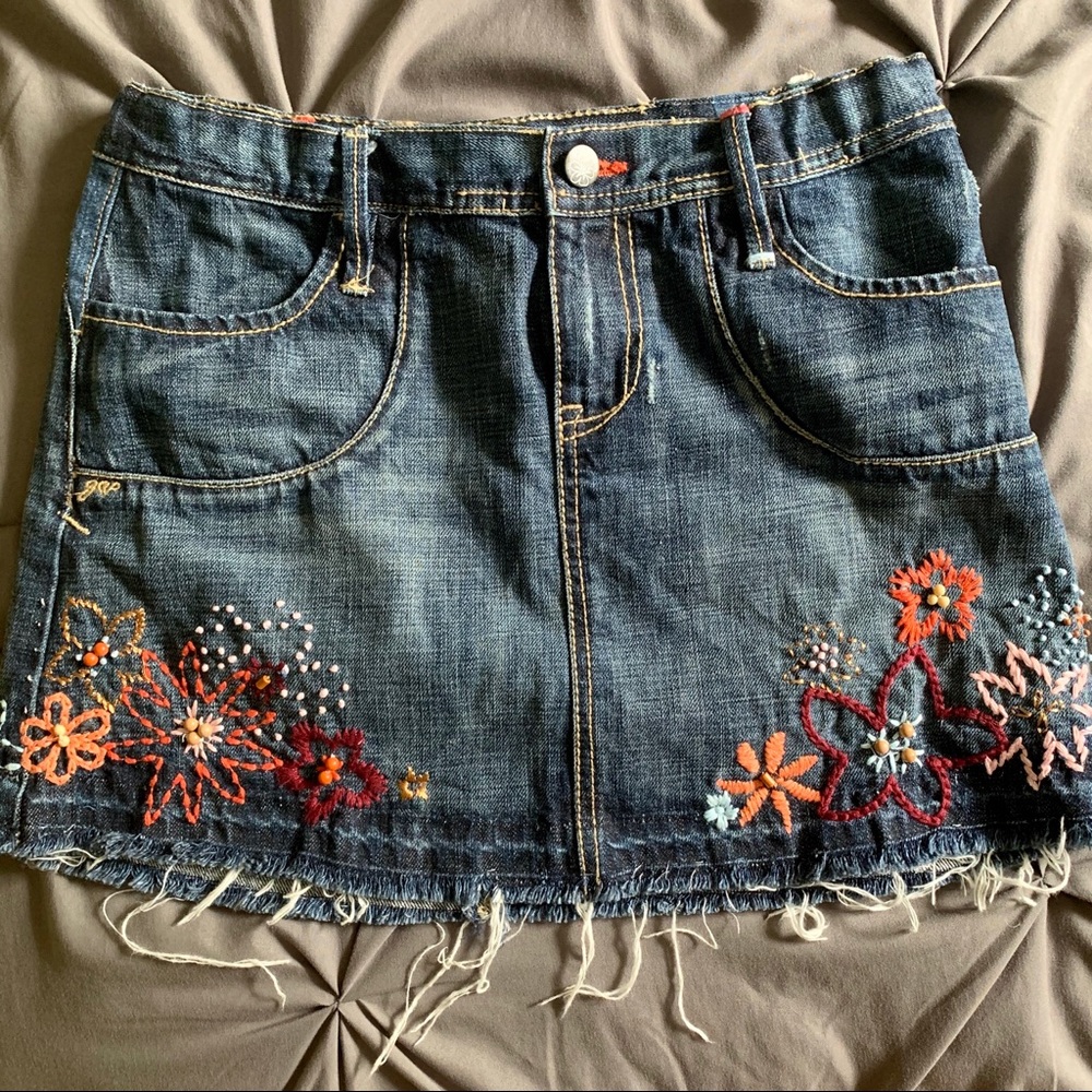 Gap Denim Skirt with Floral Design